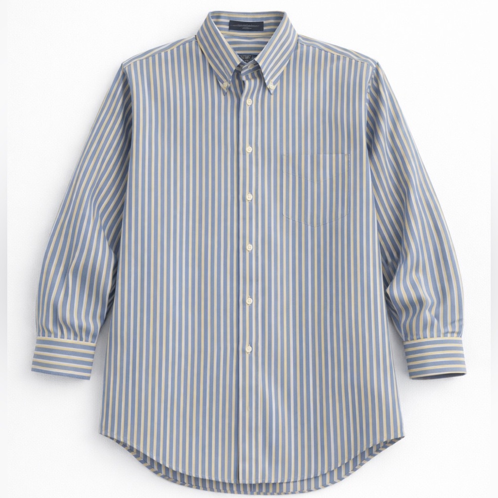 Britches of Georgetown Blue Yellow Stripe Button-Down Shirt | 16–33 |100% Cotton